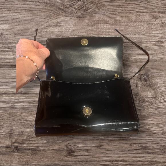 Vintage Givenchy Black Patent Crossbody Bag Purse - Picture 2 of 8